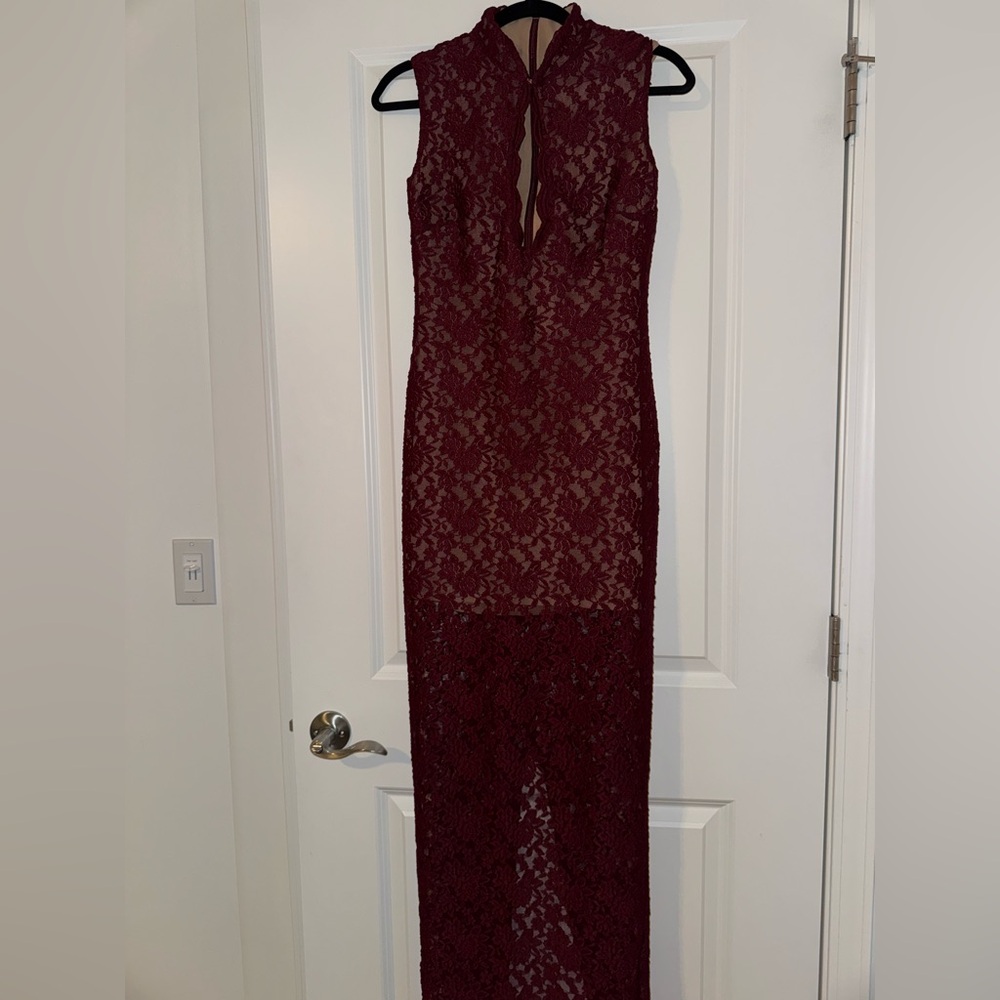NOOKIE MYSTIQUE MAXI DRESS - WINE
 Burgundy Lace Dress